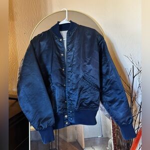 Vtg Navy Blue Bomber Jacket